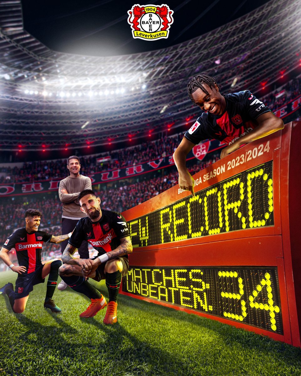 勒沃库森赛季不败登顶德甲创历史